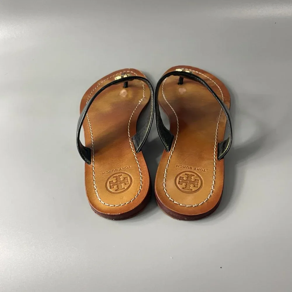 Tory Burch Cameron Black Patent Leather Thong Sandal, Size 9.5 M - Picture 6 of 10